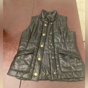 Tory Burch Black Puffer Vest Gold Buttons - size M